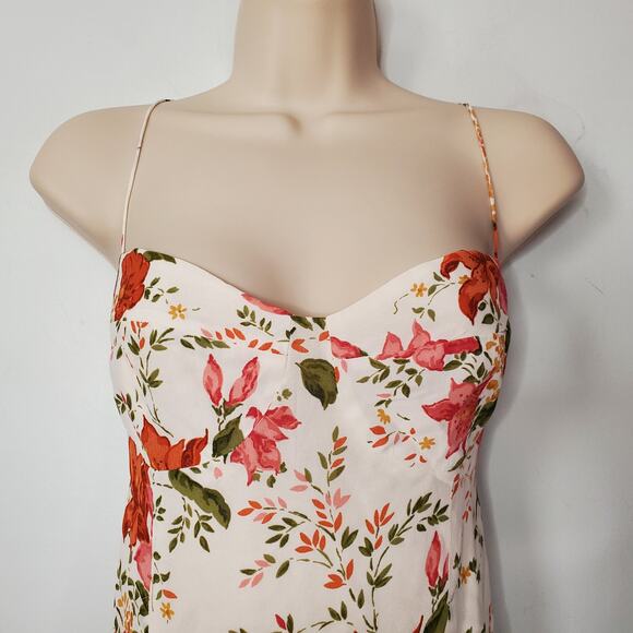 Reformation Juliette Dress Tropique Floral Print Midi White Red Size 10 New - Picture 5 of 11